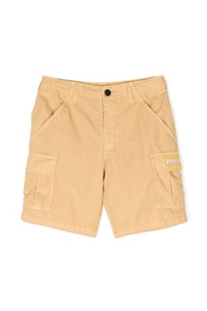 Camel brown cotton blend cargo shorts PALM ANGELS KIDS | PBCS001S23FAB0011701